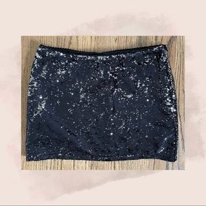 Black Sequin Mini Skirt